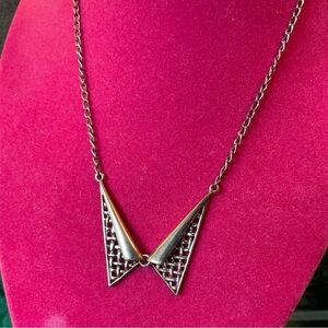 Silver Geometric V-Shape Pendant Necklace - Women Jewelry